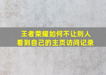 王者荣耀如何不让别人看到自己的主页访问记录