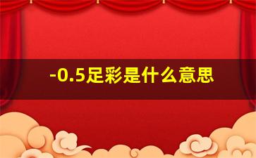 -0.5足彩是什么意思