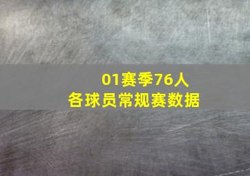 01赛季76人各球员常规赛数据