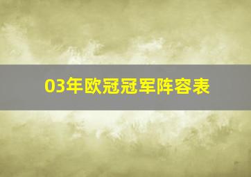 03年欧冠冠军阵容表