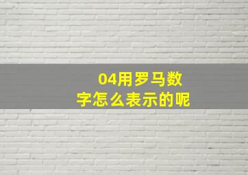 04用罗马数字怎么表示的呢