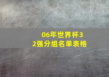 06年世界杯32强分组名单表格