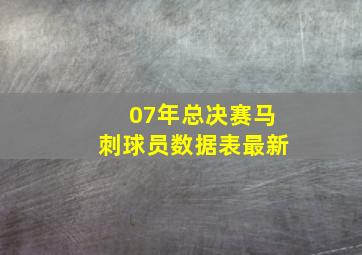 07年总决赛马刺球员数据表最新