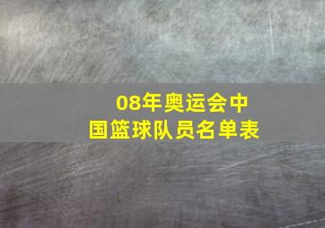 08年奥运会中国篮球队员名单表