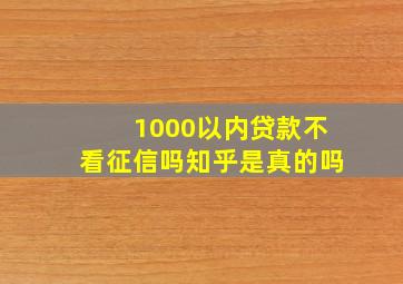 1000以内贷款不看征信吗知乎是真的吗