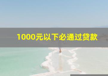 1000元以下必通过贷款