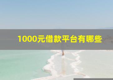 1000元借款平台有哪些