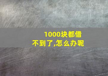 1000块都借不到了,怎么办呢