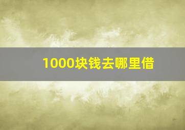 1000块钱去哪里借