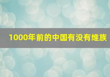 1000年前的中国有没有维族