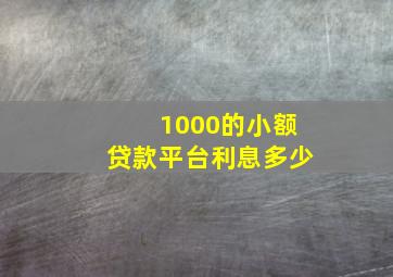 1000的小额贷款平台利息多少