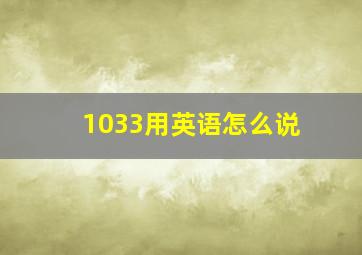 1033用英语怎么说