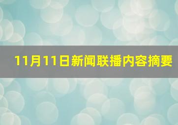 11月11日新闻联播内容摘要