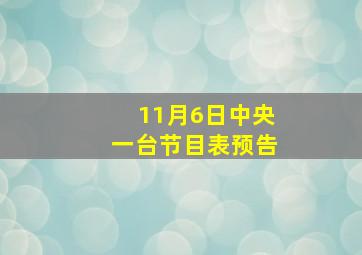 11月6日中央一台节目表预告