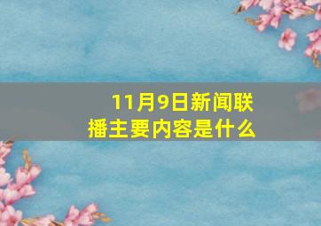 11月9日新闻联播主要内容是什么