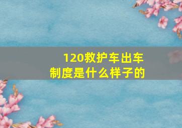 120救护车出车制度是什么样子的