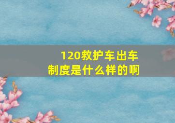 120救护车出车制度是什么样的啊