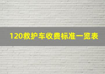 120救护车收费标准一览表