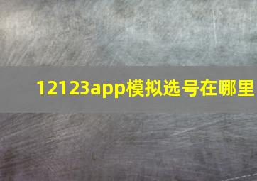 12123app模拟选号在哪里