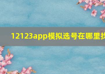 12123app模拟选号在哪里找