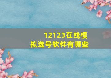 12123在线模拟选号软件有哪些