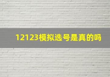 12123模拟选号是真的吗