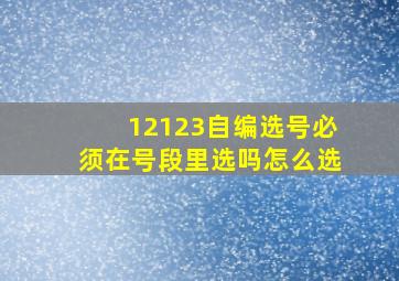 12123自编选号必须在号段里选吗怎么选