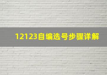 12123自编选号步骤详解