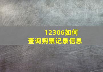 12306如何查询购票记录信息