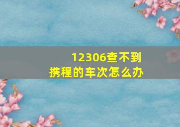 12306查不到携程的车次怎么办