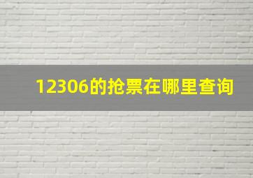 12306的抢票在哪里查询