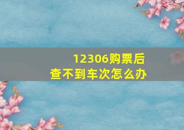 12306购票后查不到车次怎么办