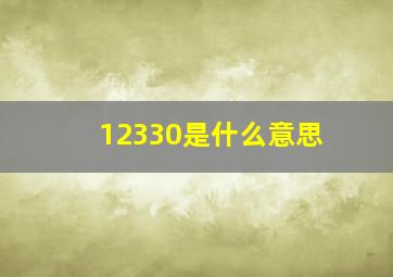 12330是什么意思