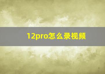 12pro怎么录视频