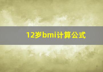 12岁bmi计算公式