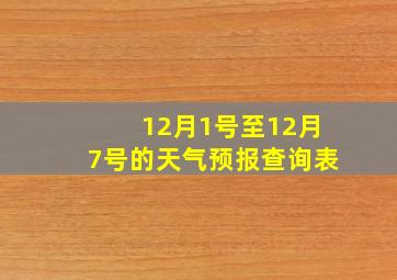 12月1号至12月7号的天气预报查询表