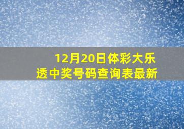 12月20日体彩大乐透中奖号码查询表最新