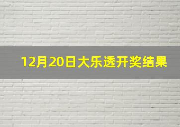 12月20日大乐透开奖结果