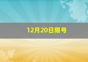 12月20日限号