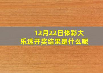 12月22日体彩大乐透开奖结果是什么呢