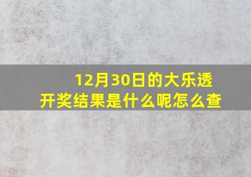 12月30日的大乐透开奖结果是什么呢怎么查