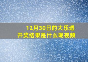 12月30日的大乐透开奖结果是什么呢视频