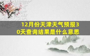 12月份天津天气预报30天查询结果是什么意思