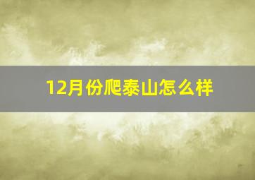 12月份爬泰山怎么样