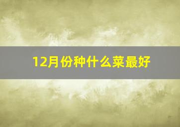 12月份种什么菜最好