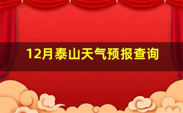 12月泰山天气预报查询