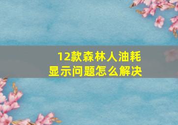 12款森林人油耗显示问题怎么解决