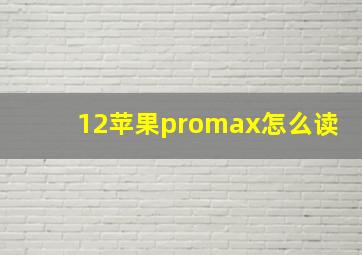 12苹果promax怎么读