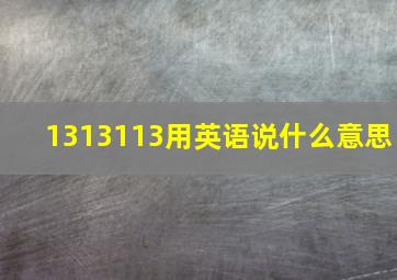 1313113用英语说什么意思