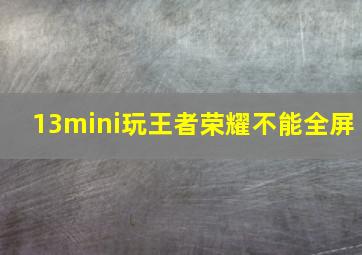 13mini玩王者荣耀不能全屏